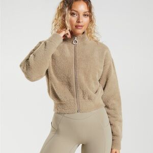 NWT GYMSHARK WHITNEY EYELASH KNIT JACKET BROWN - M